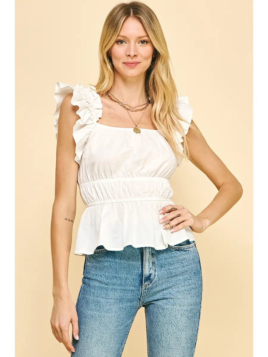 Ruffle sleeve cheap peplum top