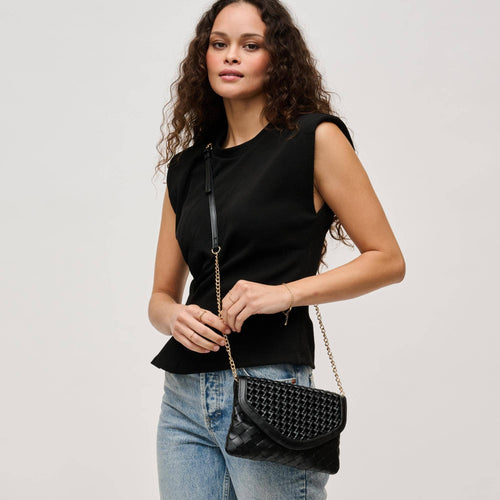 Emma Woven Crossbody: Black