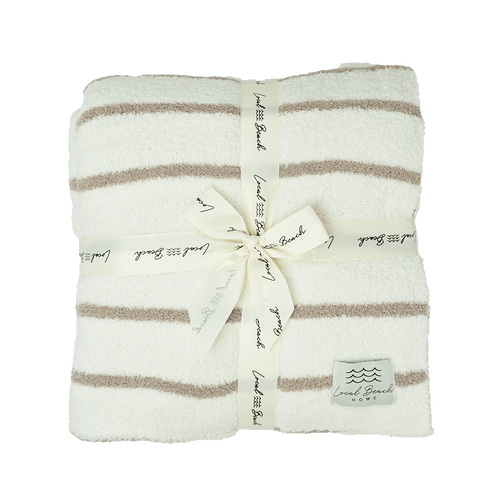 Striped Luxe Home Blanket: Taupe/Cream