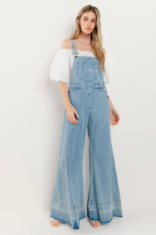 Keya wide leg denim overalls