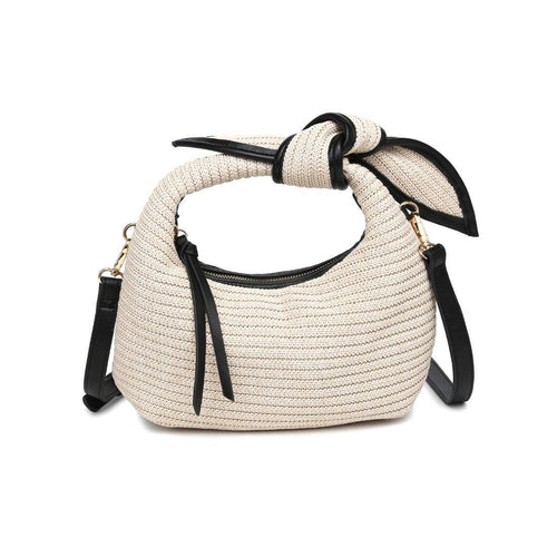 Paloma Knot Straw Crossbody: Ivory Black