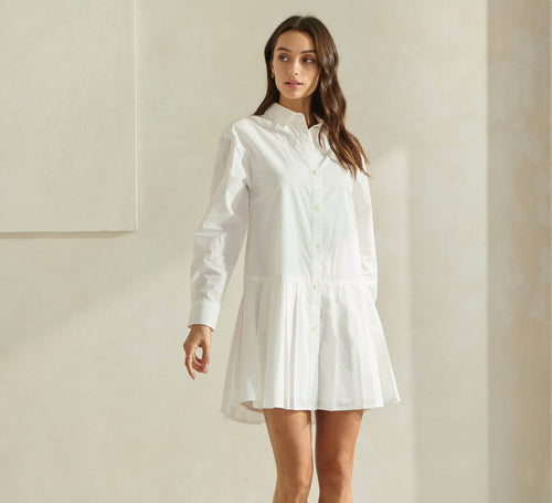 Celine Pleated Shirtdress