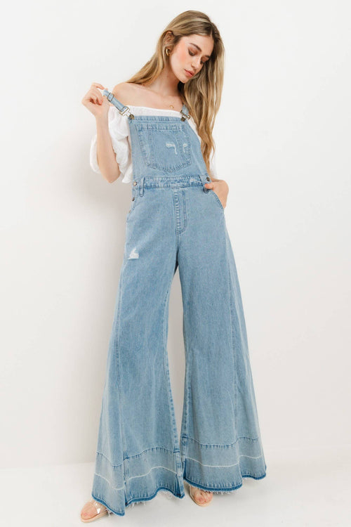 Keya wide leg denim overalls