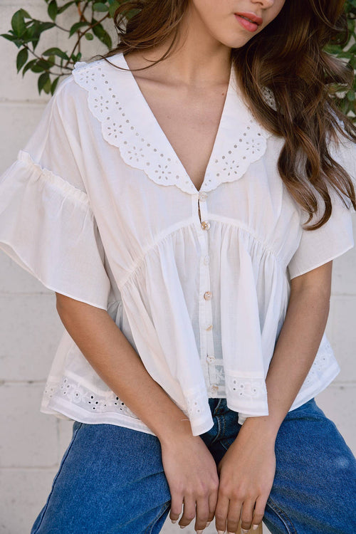 Zoe white babydoll blouse