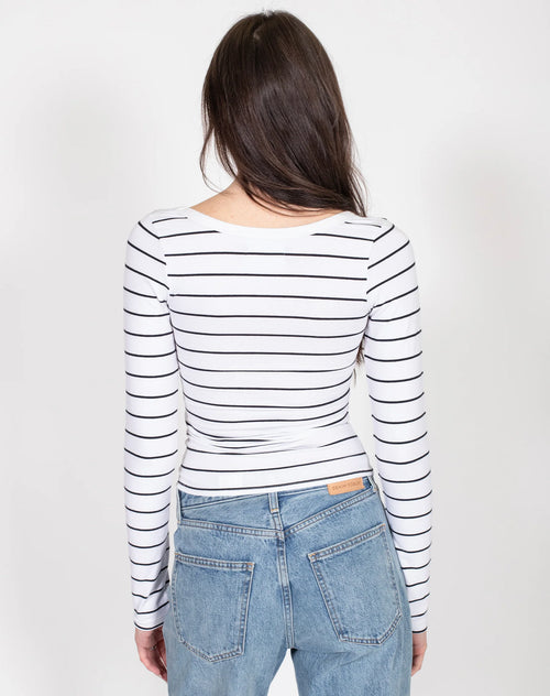 Striped scoop neck top