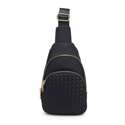 Hailey Woven Neoprene Sling Backpack: Black