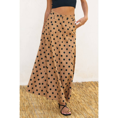 Mara Polka Dot Flared Maxi Skirt