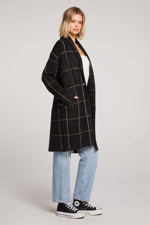 Desreen black long sweater coat