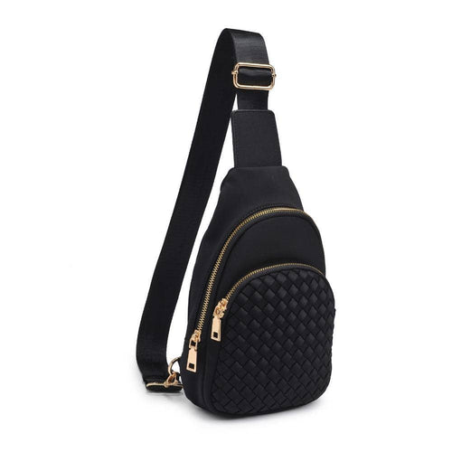 Hailey Woven Neoprene Sling Backpack: Black