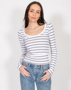 Striped scoop neck top