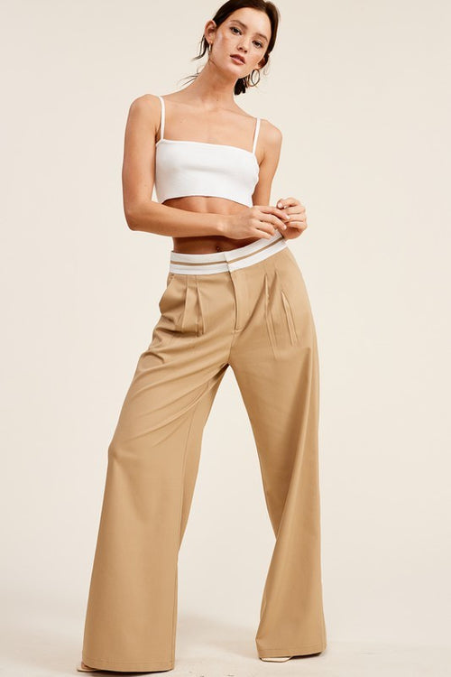 Addy beige pant with waistband