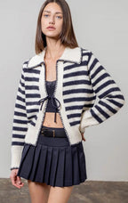 Tie front sailor cardigan