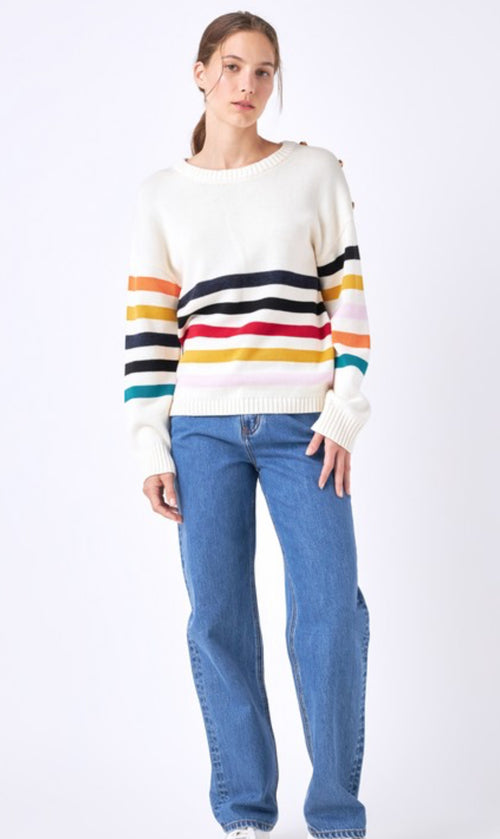 Darcy striped sweater with buttons