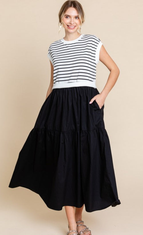 Livy striped midi dress