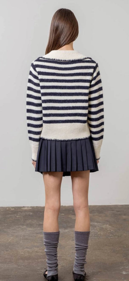 Tie front sailor cardigan