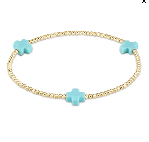 Enewton signature cross 2mm bracelet turquoise