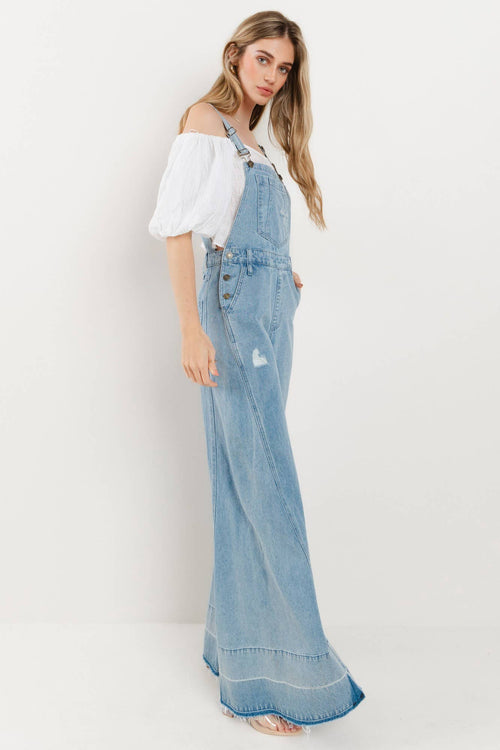 Keya wide leg denim overalls