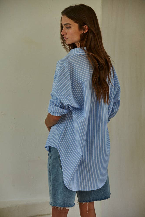 Bianca Striped Button down blue Shirt