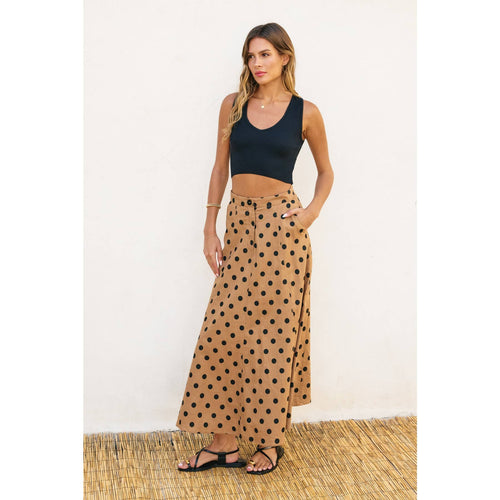 Mara Polka Dot Flared Maxi Skirt