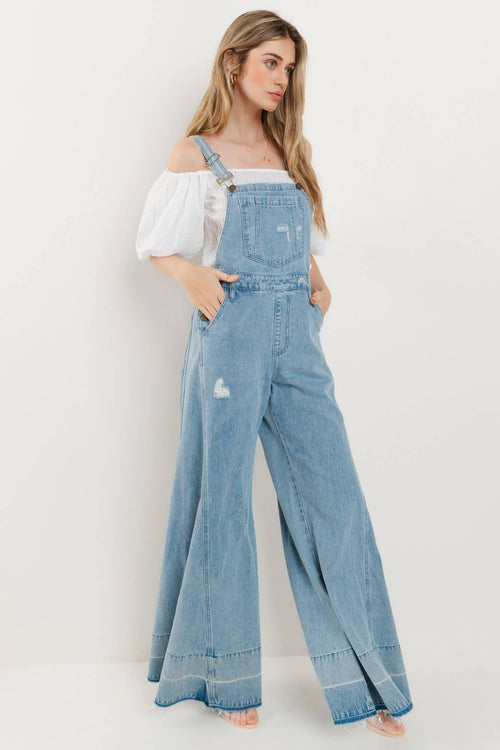 Keya wide leg denim overalls