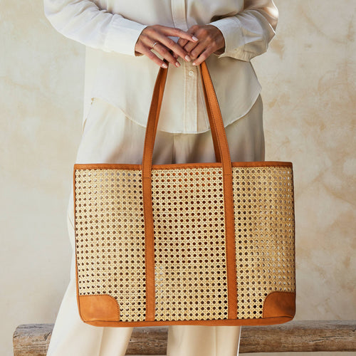 Mona Tote with Brown Leather Trim