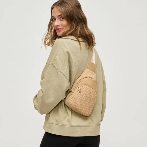 Hailey Woven Neoprene Sling Backpack: Natural