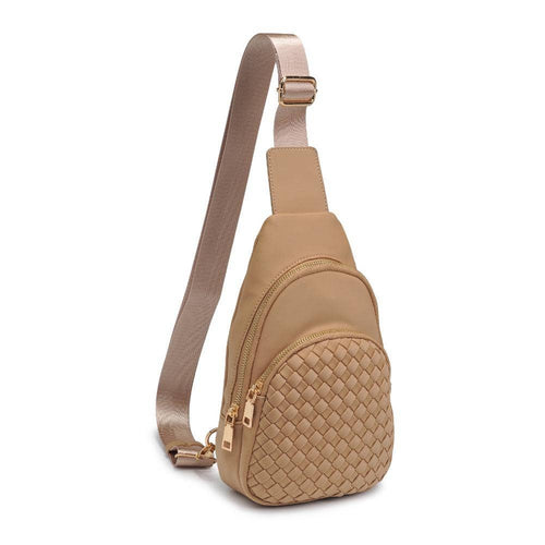 Hailey Woven Neoprene Sling Backpack: Natural