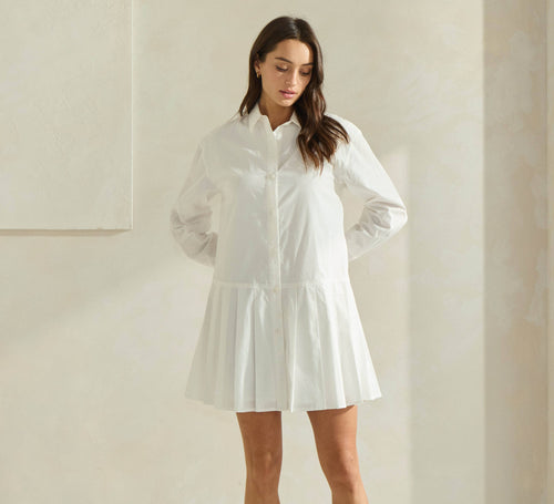 Celine Pleated Shirtdress