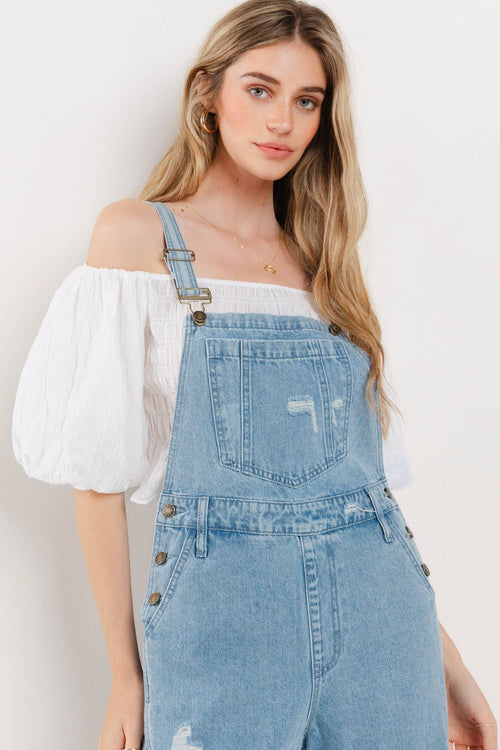 Keya wide leg denim overalls