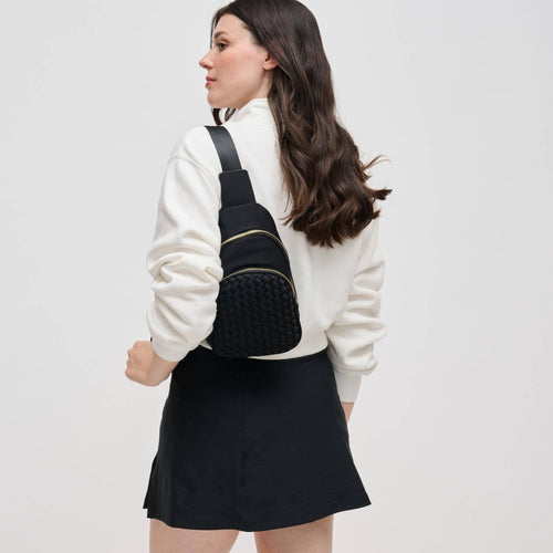 Hailey Woven Neoprene Sling Backpack: Black